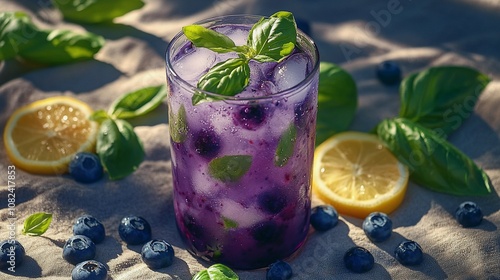 Iced Blueberry Basil Lemonade Recipe for Summer Picnics