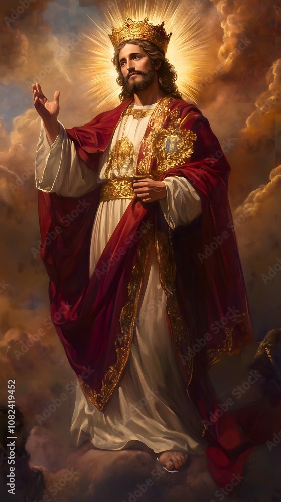 Fototapeta premium Christ in Majestic Splendor with Crown and Robes