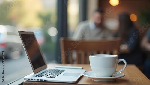 person working on laptop in cafe