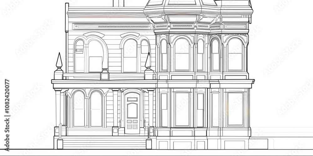 Fototapeta premium An architectural drawing of an elegant Art building