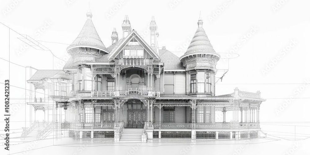 Fototapeta premium An architectural drawing of an elegant Art building
