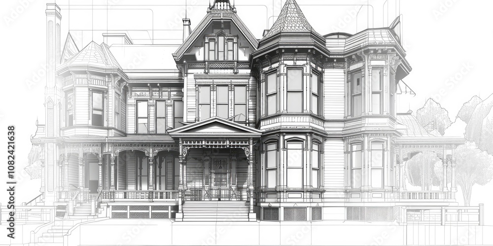 Obraz premium An architectural drawing of an elegant Art building