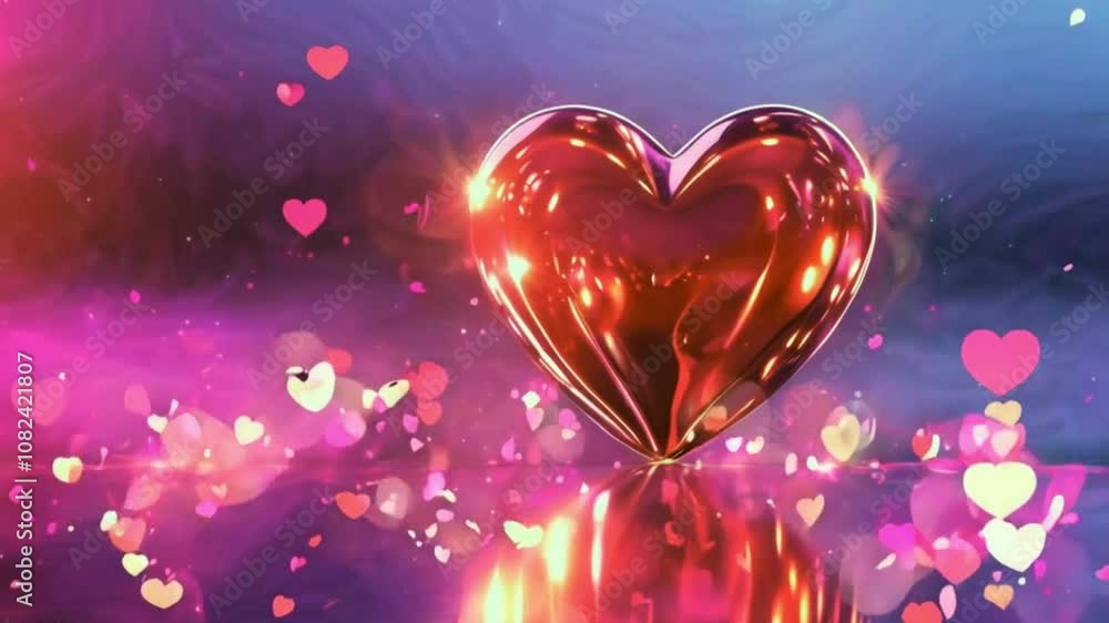 Background for Valentine's Day with Big Shining Heart and Bokeh Effect: Romantic and Festive Atmosphere Background for Valentine's Day with Big Shining Heart and Bokeh Effect: Romantic and Festive Atmosphere