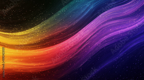 Rainbow Abstract Light Waves with Sparkles 