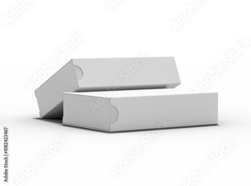 Render of a rectangular sliding drawer box on a transparent background