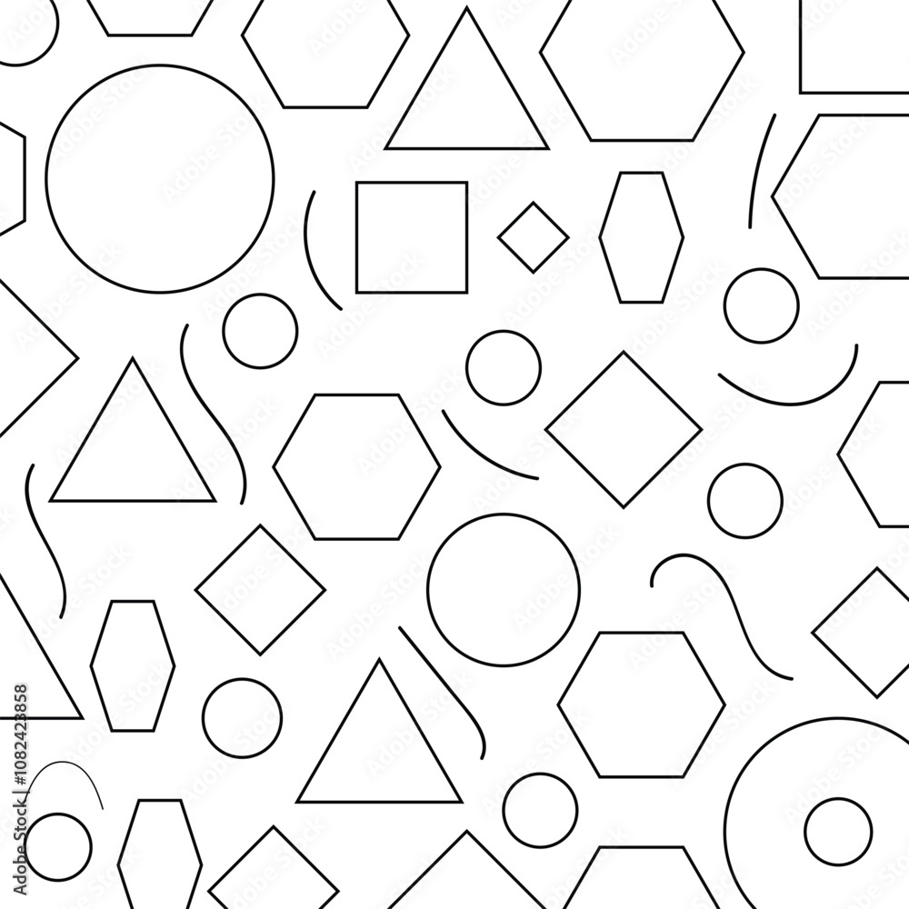 Geometric shape seamless outline pattern. Geometric shape seamless outline pattern.