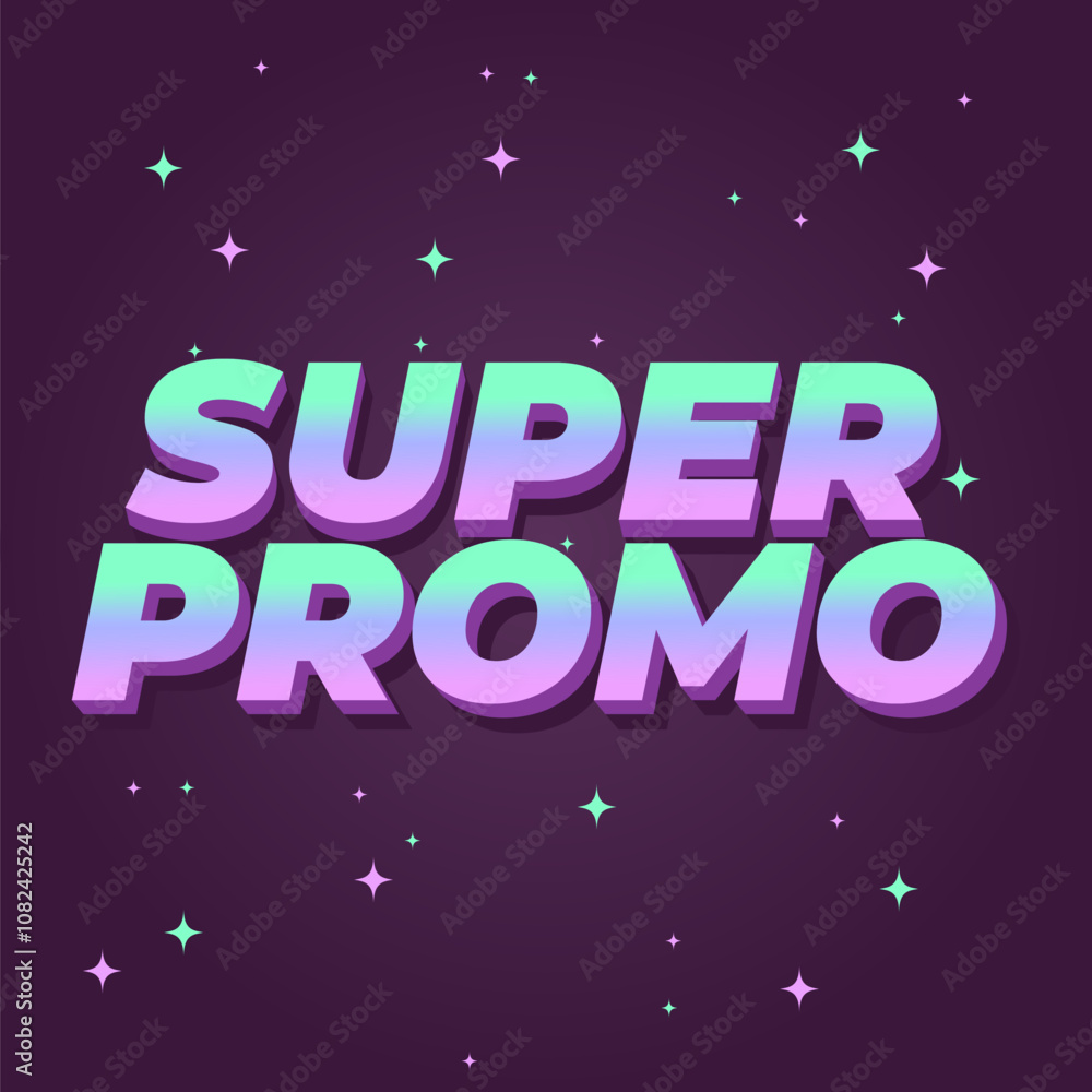 Super promo. Text effect in square size with bold font and 3D look Super promo. Text effect in square size with bold font and 3D look