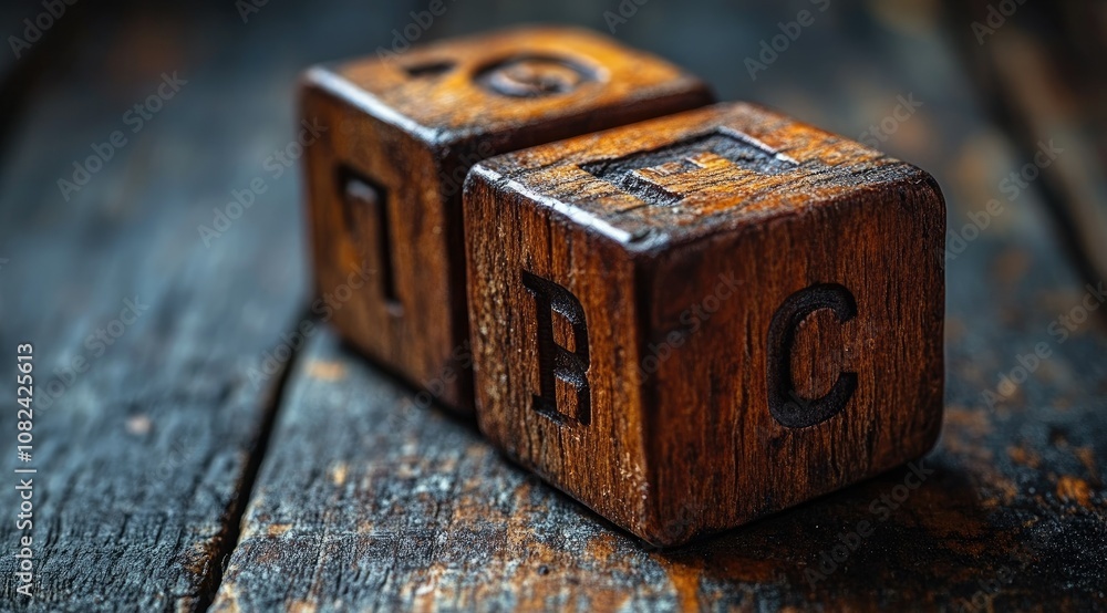 Obraz premium Close-up of wooden letter blocks spelling 