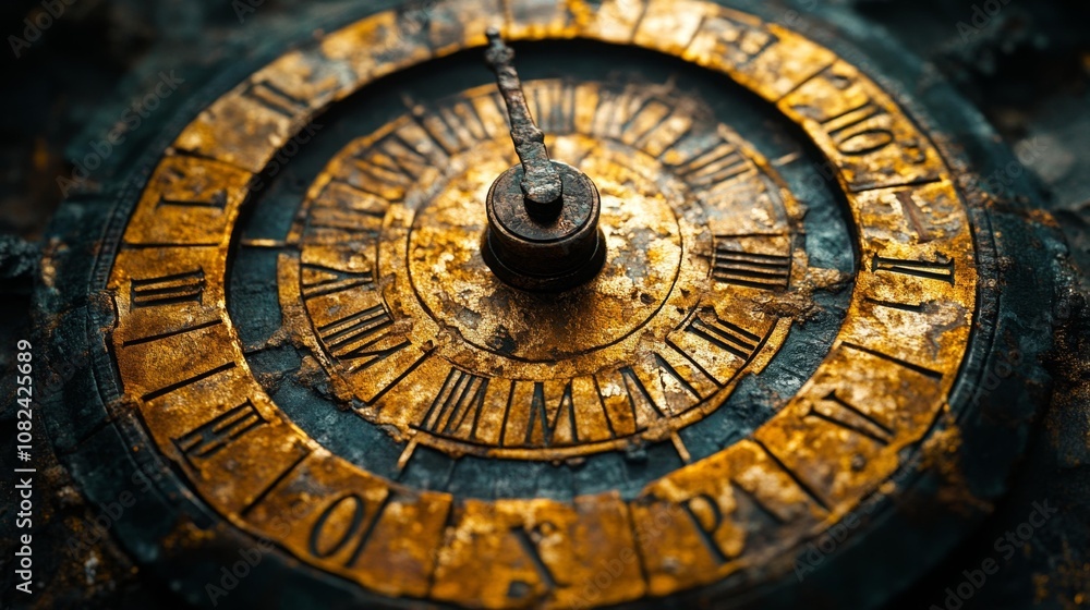 Ancient Sundial Texture Close-Up. Generative AI Ancient Sundial Texture Close-Up. Generative AI