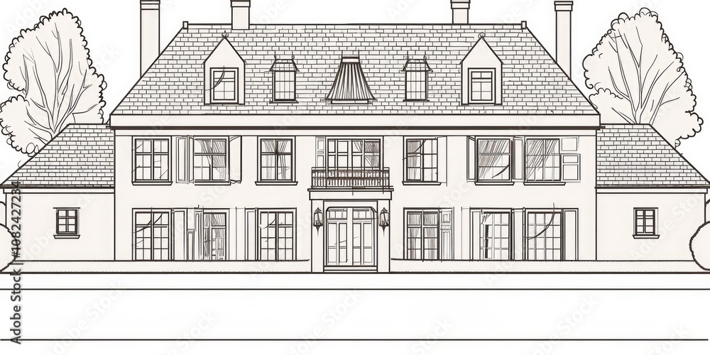 An architectural drawing of an elegant Art building An architectural drawing of an elegant Art building