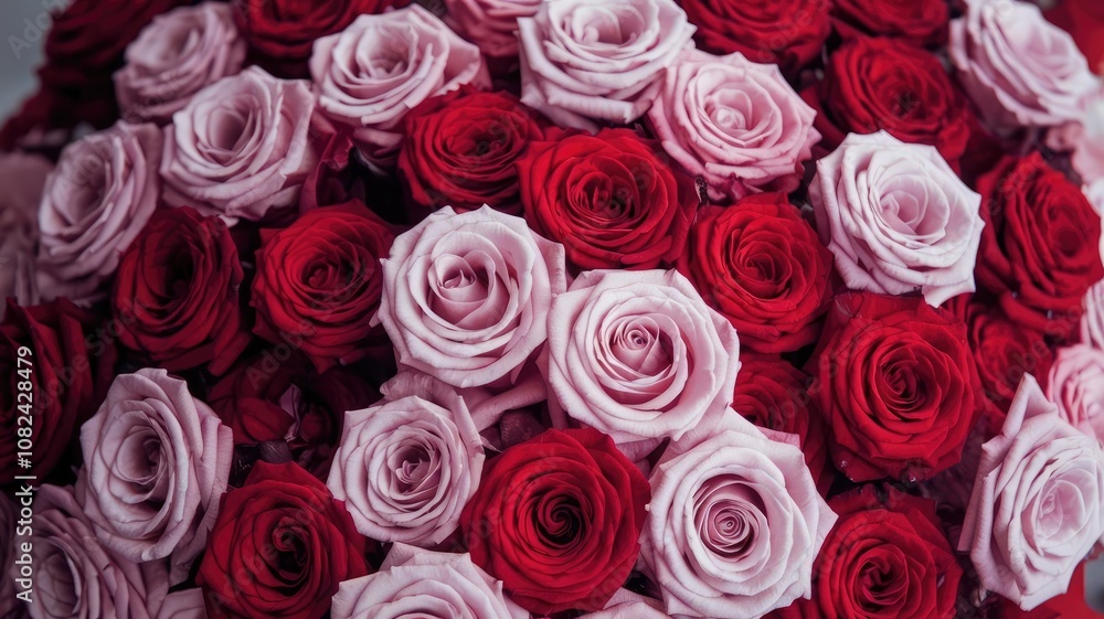 An Elegant Floral Display of Red and Pink Roses, Exuding Romance and Passion. Perfect for Wedding Decorations, Valentine’s Day Themes, and Luxurious Floral Projects Requiring Romantic Elegance An Elegant Floral Display of Red and Pink Roses, Exuding Romance and Passion. Perfect for Wedding Decorations, Valentine’s Day Themes, and Luxurious Floral Projects Requiring Romantic Elegance