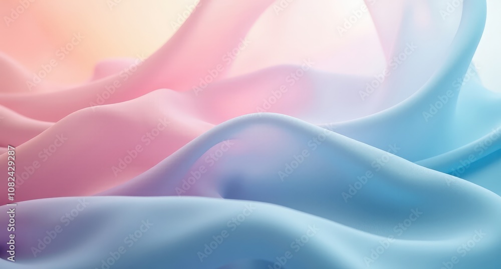 Obraz premium Lucid cloth in pastel hues with depth of field, an extreme close-up and soft gradients creating a serene and minimalist abstract wallpaper effect.