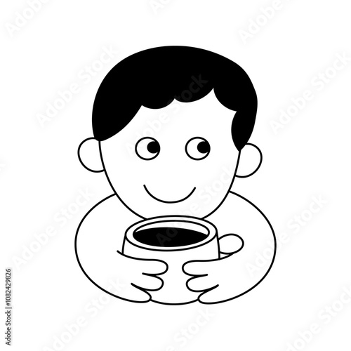Vector logo design template and graphic elements for advertising, branding, posters and banners, funny cartoon illustrations with smiling character, coffee cup mascot, print and sticker