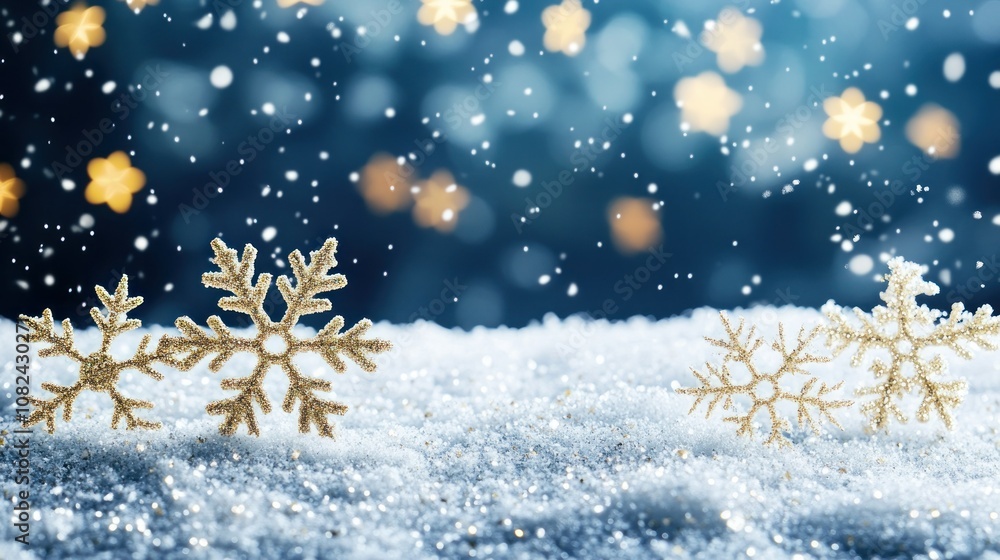 Winter Snowflakes and Soft Glow Background Winter Snowflakes and Soft Glow Background