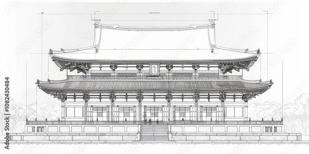 Obraz premium An architectural drawing of an elegant Art building