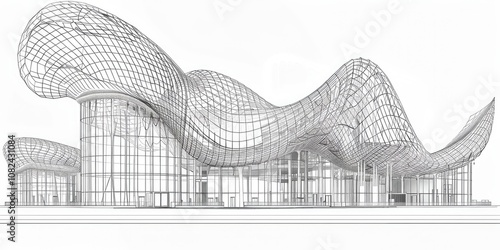 An architectural drawing of an elegant Art building