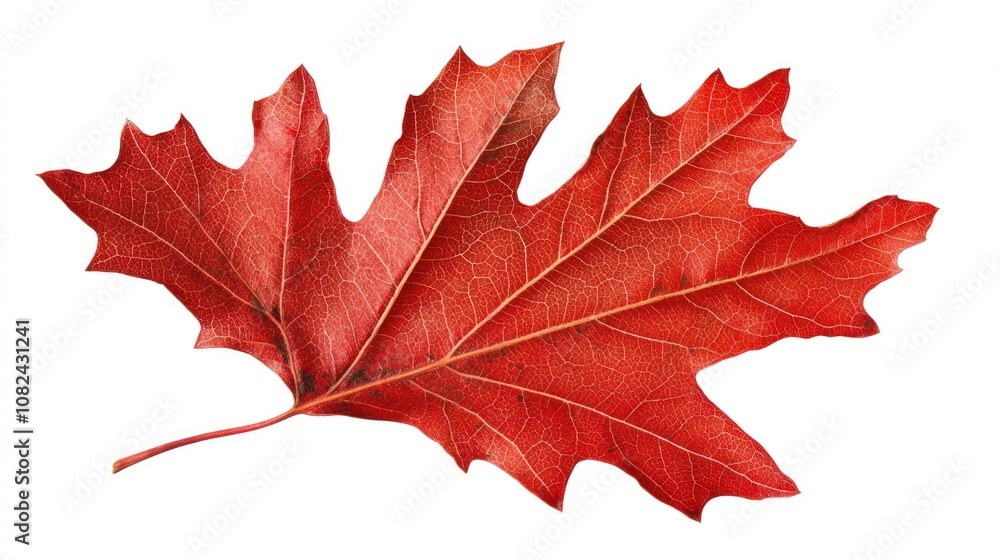 Vibrant Red Leaf on a White Background Vibrant Red Leaf on a White Background
