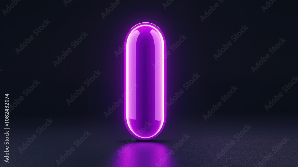 A purple pill shaped object with a glowing light inside A purple pill shaped object with a glowing light inside