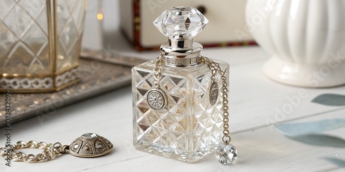 Decorative crystal perfume bottle photo