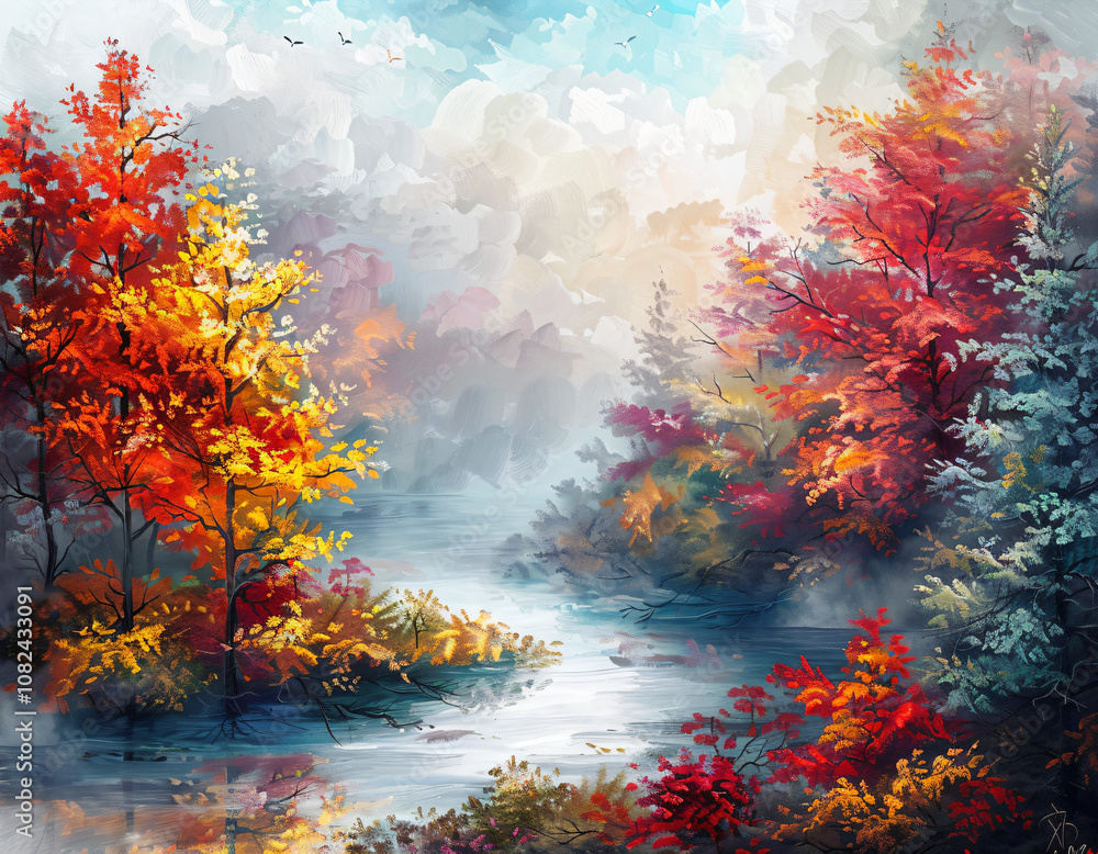 Autumn River Scene. Autumn River Scene.