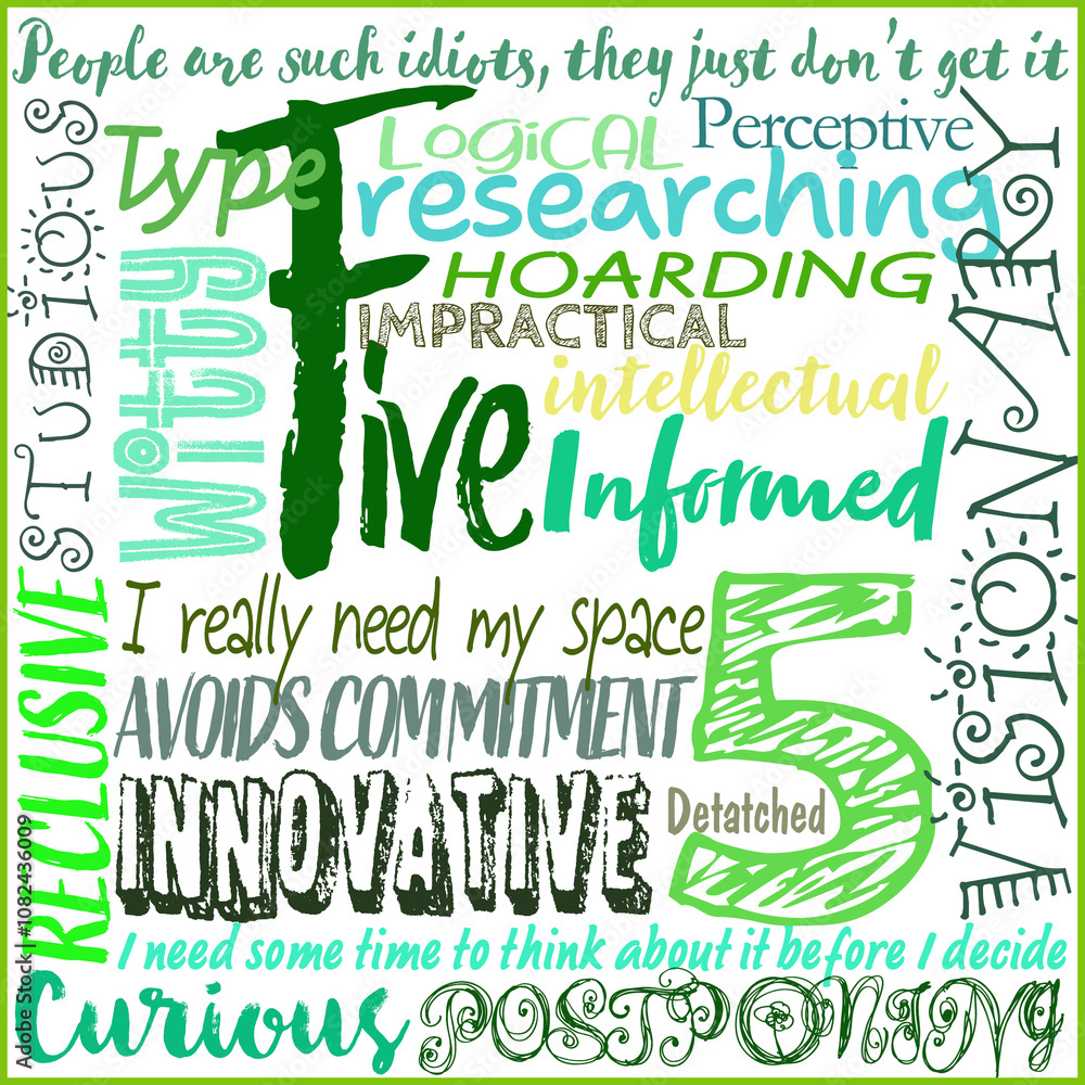 enneagram type 5 fun, color, graphic using type descriptions