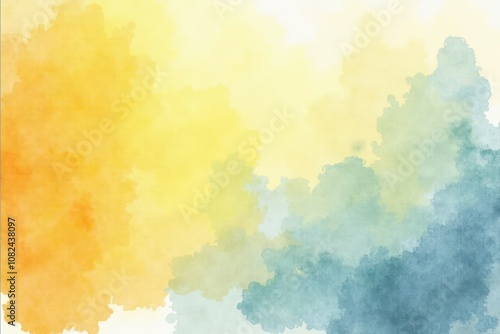 Watercolor abstract background in yellow and blue tones