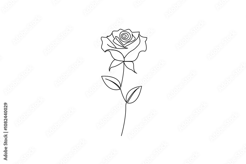 Obraz premium Continuous One line rose flower with editable stroke