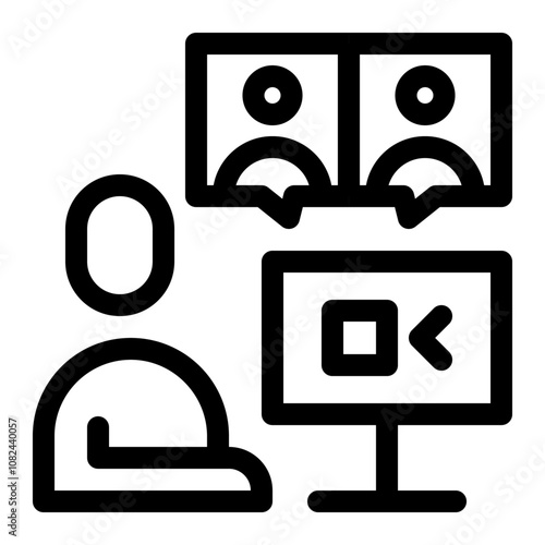 Video call icon. Business meeting, virtual team, international connection. Vector illustration