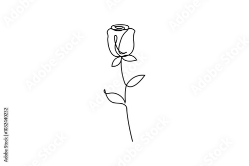 Fototapeta Naklejka Na Ścianę i Meble -  Continuous One line rose flower with editable stroke