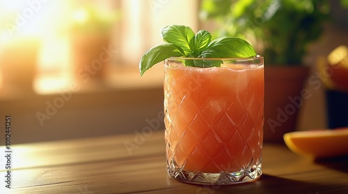 Fresh Grapefruit and Basil Juice Recipe for a Healthy Breakfast photo