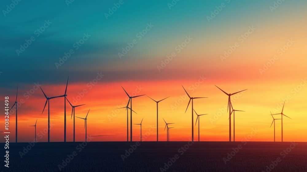 Harnessing wind energy wind farm scenic landscape vibrant skies sunset view renewable energy concept Harnessing wind energy wind farm scenic landscape vibrant skies sunset view renewable energy concept