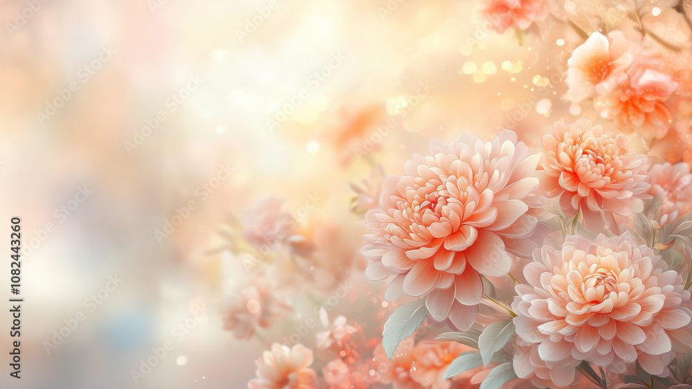 A close-up of delicate pastel-colored dahlia flowers in full bloom, surrounded by a soft, dreamy bokeh background, highlighting natural beauty and elegance. A close-up of delicate pastel-colored dahlia flowers in full bloom, surrounded by a soft, dreamy bokeh background, highlighting natural beauty and elegance.