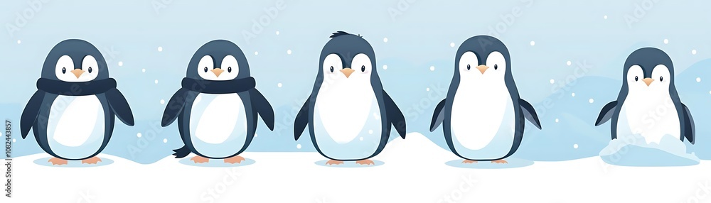 Obraz premium Cute Penguins in Winter Wonderland