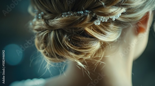 Elegant Bridal Hair with Jeweled Clip photo