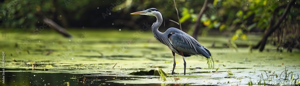 Great Blue Heron Standing in a Pond Great Blue Heron Standing in a Pond