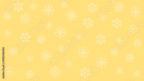 Yellow Christmas background decorated with snowflakes	