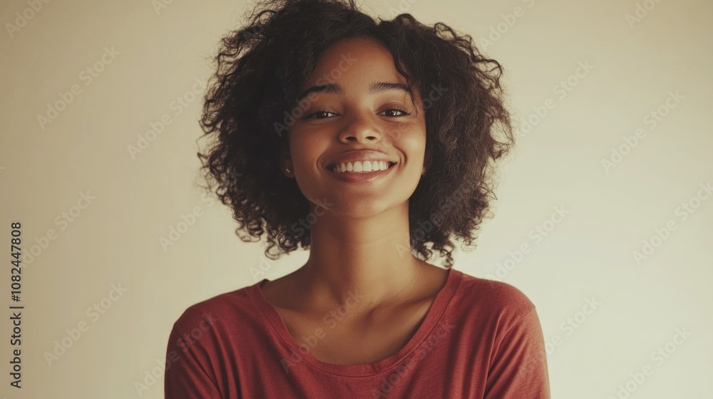 Happy Smiling Woman with Curly Hair Happy Smiling Woman with Curly Hair