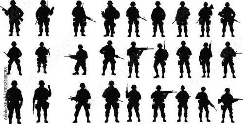 U.S. Army Soldiers Standing Strong,Silhouette,American Military Silhouettes at Dusk
