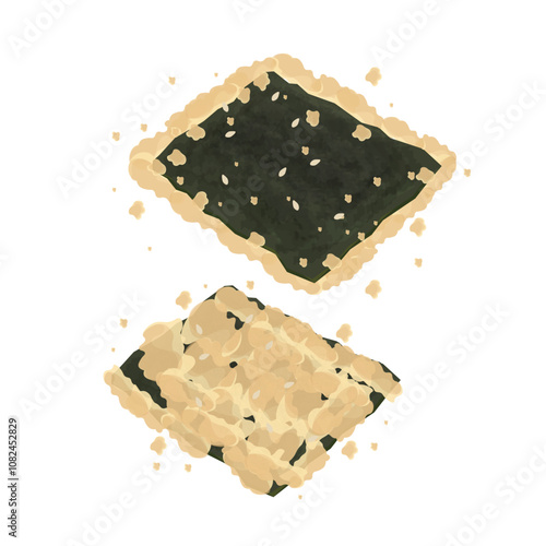 Vector Illustration Logo Clipart Crunchy Nori tempura or tempura seaweed isolated