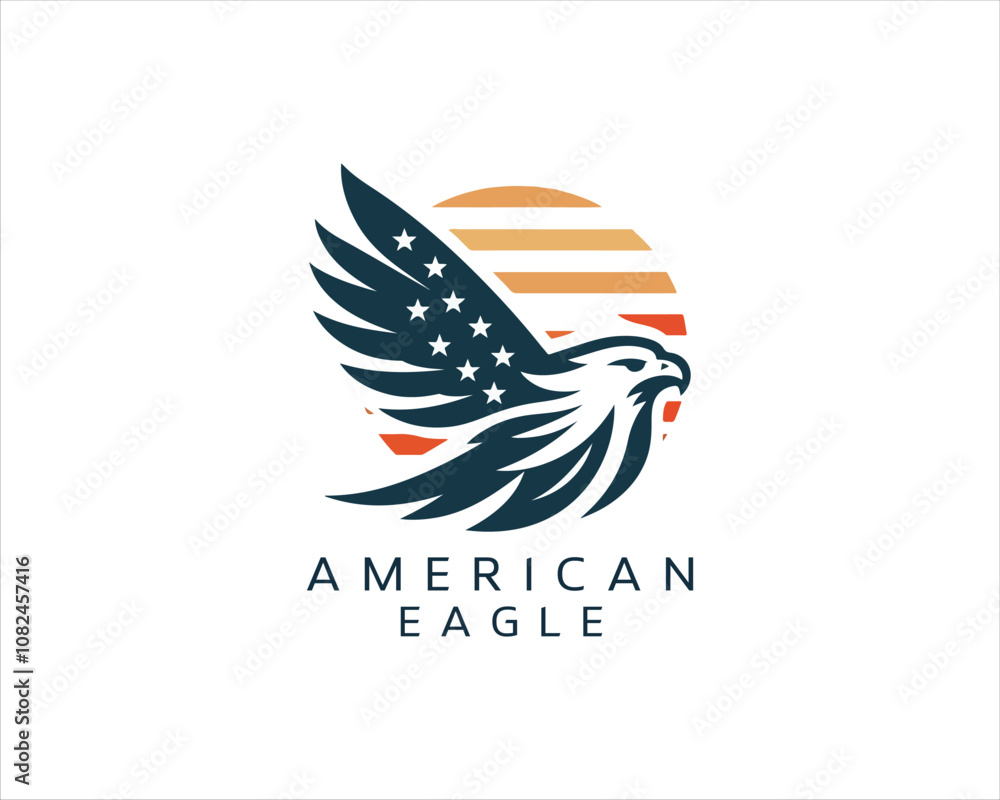American Eagle logo design icon symbol vector illustration. American Eagle logo design icon symbol vector illustration.