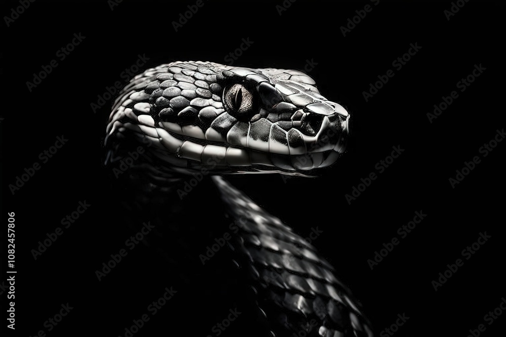 Fototapeta premium the AI Image Generator, Black and white image of a snake, suitable