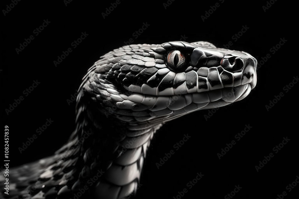 Fototapeta premium the AI Image Generator, Black and white image of a snake, suitable