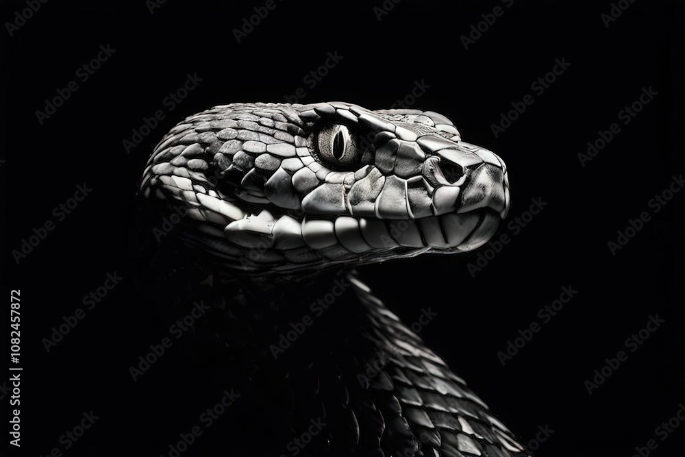 Fototapeta premium the AI Image Generator, Black and white image of a snake, suitable