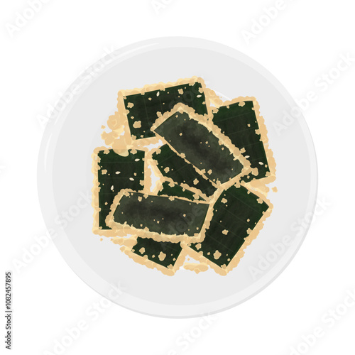 Vector Illustration Logo Clipart Top View Nori tempura or tempura seaweed