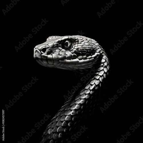 the AI Image Generator, Black and white image of a snake, suitable