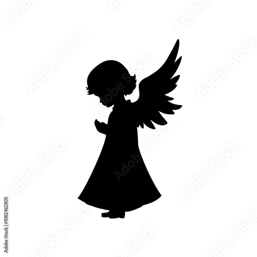  silhouette of an angel - vector illustration