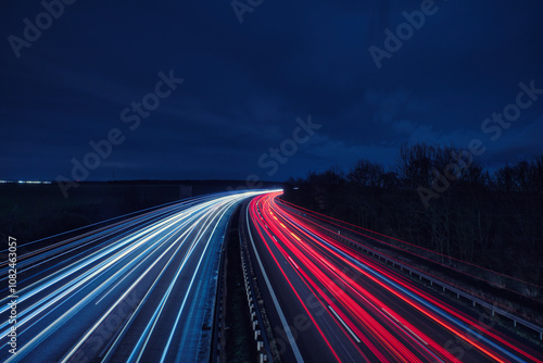 Langzeitbelichtung - Autobahn - Strasse - Traffic - Travel - Sunrise - Line - Ecology - Highway - Night Traffic - Long Exposure - Cars Speeding - Lights - Sunset - Light Trails - High quality photo	