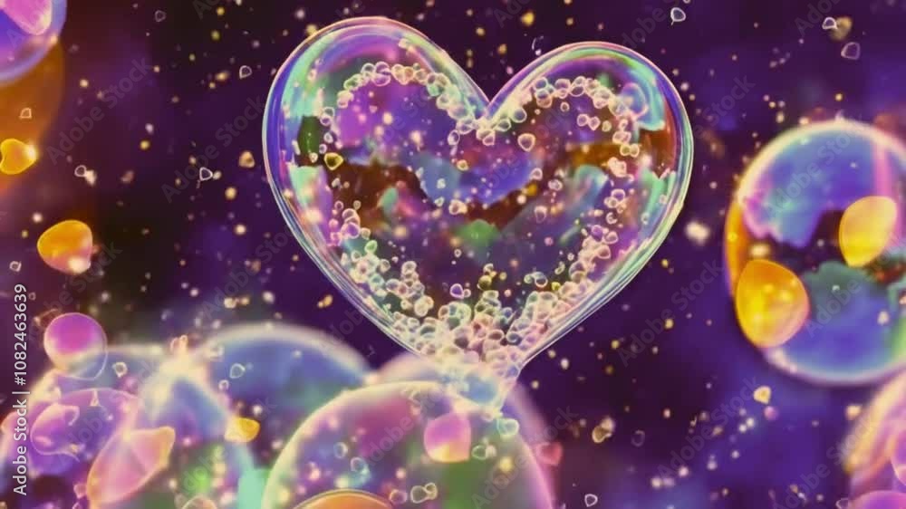 Soap Bubbles in the Shape of a Heart with Magical Tints of Color: Cute Valentine's Day Video Soap Bubbles in the Shape of a Heart with Magical Tints of Color: Cute Valentine's Day Video