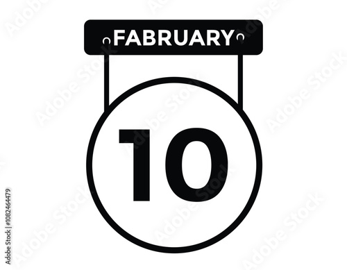 February 10 Calendar Day or Calender Date for Deadlines or Appointment. 10 February calendar icon. calendar date icon on white background.
