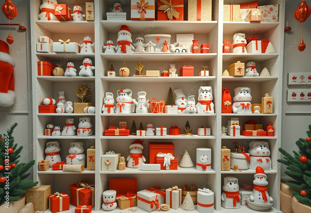 Festive Shelves with Holiday Decor Festive Shelves with Holiday Decor
